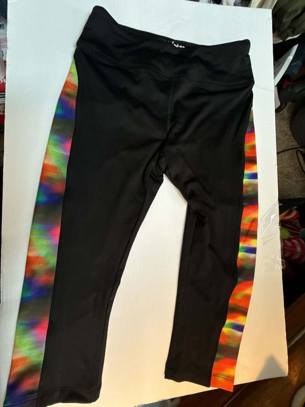 LuLaRoe Jade Leggings Size S Black Rainbow Side Stripe Activewear